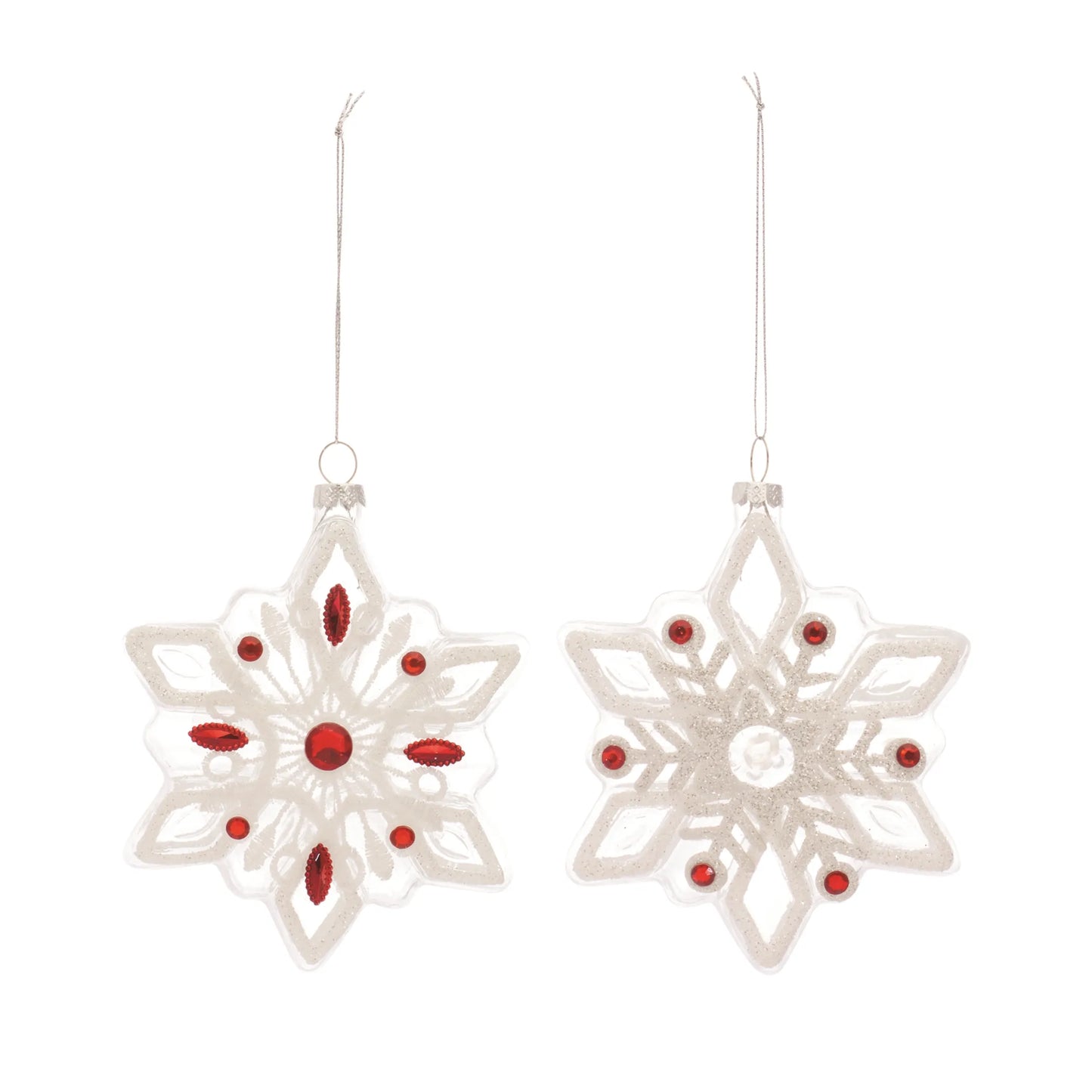 Snowflake Ornament (Set of 12) 5.5"H Glass