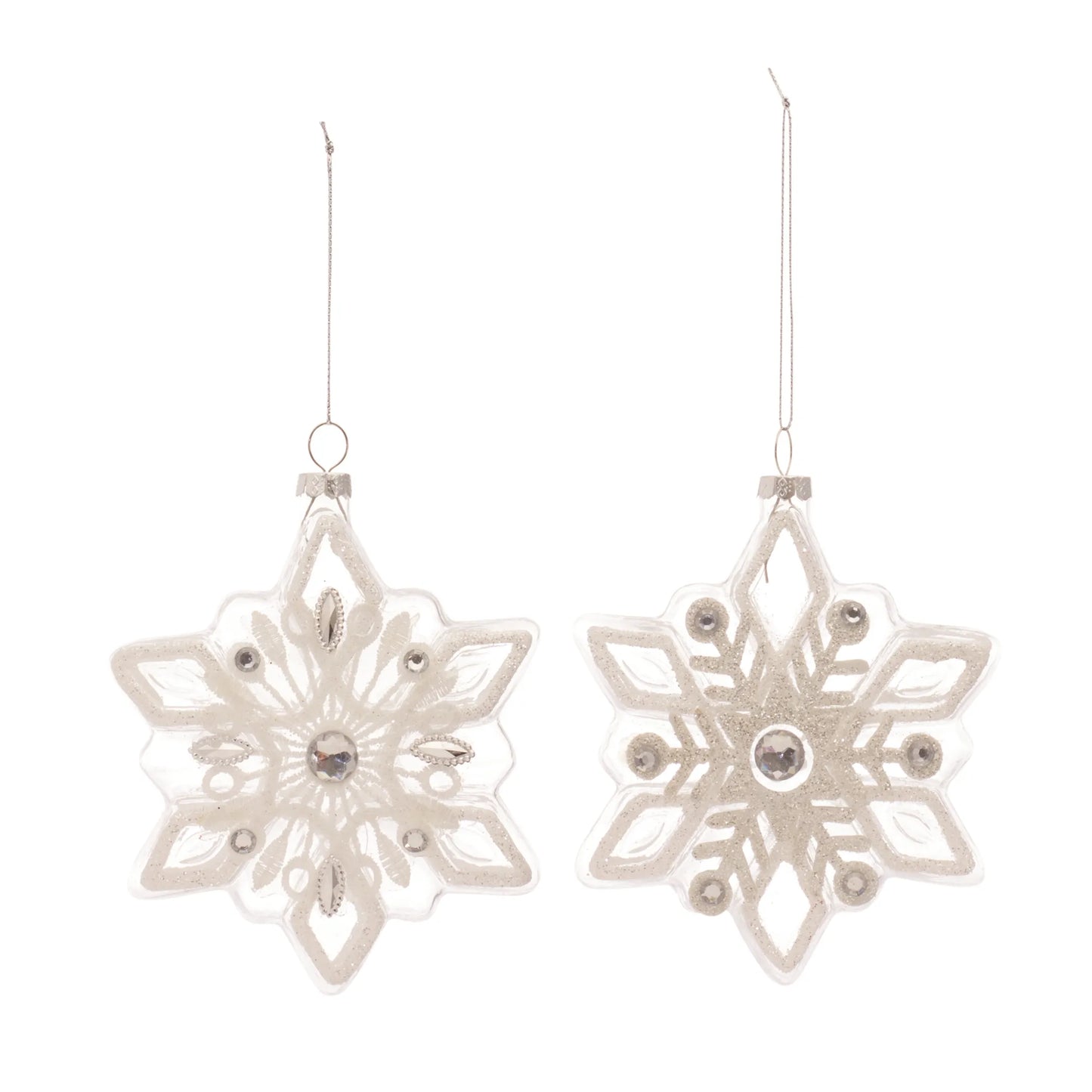 Snowflake Ornament (Set of 12) 5.5"H Glass