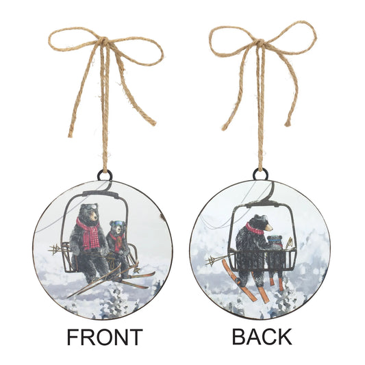 Bears on Ski Lift Ornament (Set of 12) 5.75"H Iron