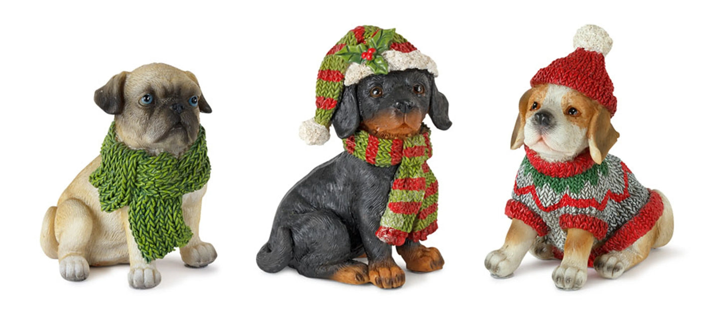 Winter Dog (Set of 12) 3.5"H Resin