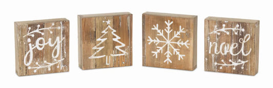 Christmas Plaque (Set of 8) 6"SQ Wood